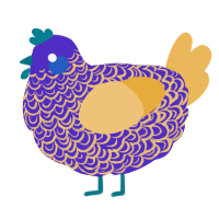A indigo and honey chicken with a double-lace pattern
