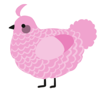 A pink chicken with a lace pattern