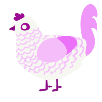 A white and lavender chicken with a lace pattern