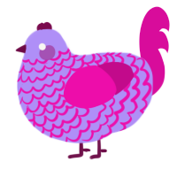 A lilac and fuchsia chicken with a lace pattern