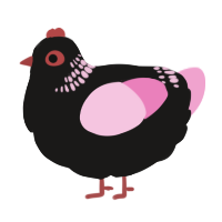 A sable and pink chicken with a neck-band pattern
