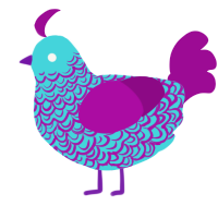A aqua and plum chicken with a double-lace pattern