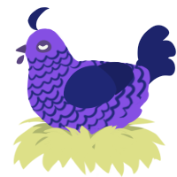 A blurple and navy chicken with a lace pattern