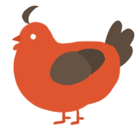 A vermilion and bark chicken