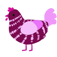 A wine and lavender chicken with a bar pattern