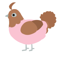 A rose and brown chicken with a head pattern