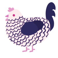 A lavender and navy chicken with a lace pattern