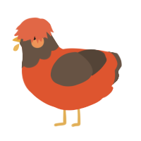 Pumpkin, a vermilion and bark chicken with a head pattern