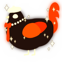 A sable and vermilion chicken