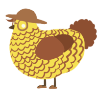 A yellow and russet chicken with a lace pattern