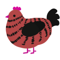 (unnamed), a red and black chicken with a bar pattern