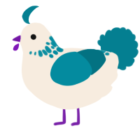 A cream and sea chicken with a neck-speckle pattern
