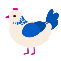 A cream and ultramarine chicken with a neck-speckle pattern