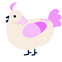 A cream and lavender chicken with a neck-speckle pattern
