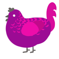 mitski, a plum and fuchsia chicken with a half-lace pattern