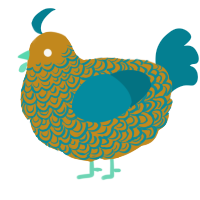 A ochre and sea chicken with a double-lace pattern