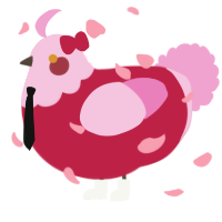 A crimson and pink chicken with a head pattern