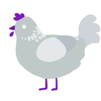 A silver and mist chicken with a neck-speckle pattern