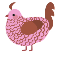 Cherryberry, a pink and russet chicken with a lace pattern