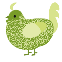 A chartreuse and lemon chicken with a double-lace pattern