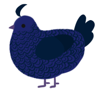 A navy and tumblr chicken with a double-lace pattern