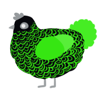 A white and amethyst chicken with a double-lace pattern