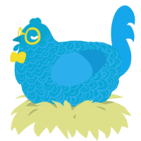 A cerulean and sky chicken with a double-lace pattern