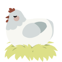 A white and silver chicken with a head pattern