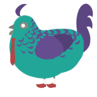 A turquoise and overcast chicken with a half-lace pattern