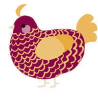 A maroon and honey chicken with a lace pattern