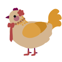 A beige and orange chicken with a neck-speckle pattern