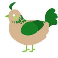 A beige and leaf chicken with a neck-speckle pattern