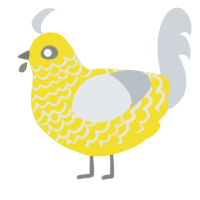 A yellow and mist chicken with a lace pattern