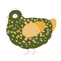 A olive and honey chicken with a speckle pattern