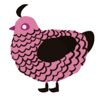 A orchid and black chicken with a lace pattern
