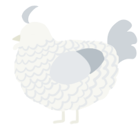 A white and mist chicken with a lace pattern