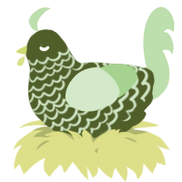 A olive and gluppy chicken with a lace pattern