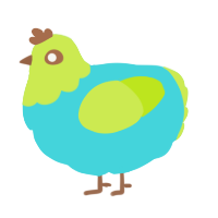 A aqua and lime chicken with a head pattern