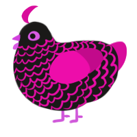 Trance, a sable and fuchsia chicken with a lace pattern