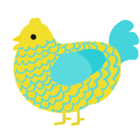 Sour Candy, a yellow and aqua chicken with a lace pattern