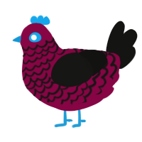 A maroon and black chicken with a lace pattern