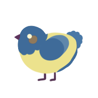 A navy and gold chicken with a head pattern