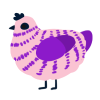 A rose and violet chicken with a bar pattern