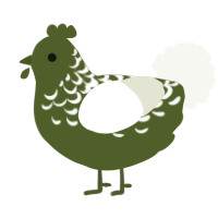 A olive and white chicken with a half-lace pattern