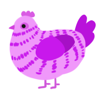 A lavender and amethyst chicken with a bar pattern