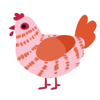 A rose and vermilion chicken with a bar pattern