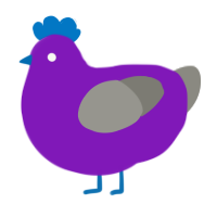 purple guy, a violet and ash chicken