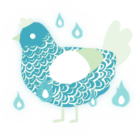 A sea and gluppy chicken with a double-lace pattern