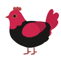 A sable and crimson chicken with a head pattern