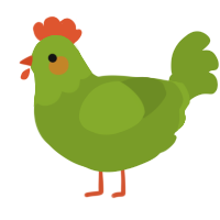 A chartreuse chicken with a head pattern